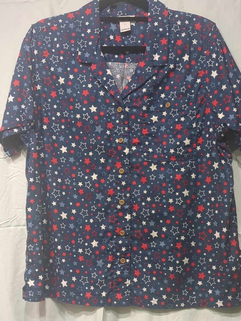 Duluth Artisan Hemp Camp Shirt Star Print Large